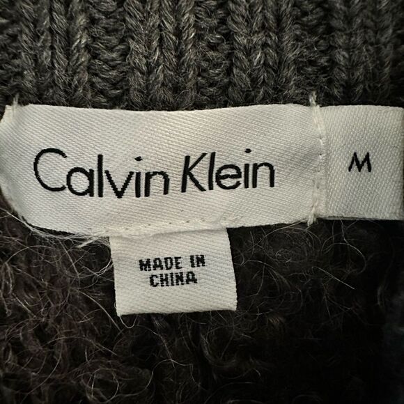 EUC Calvin Klein Women’s Sweater Vest Full Zip Gray Sleeveless Acrylic Wool - M - Picture 4 of 5